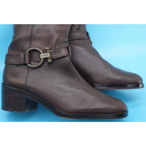 Coach Carolina Extended Wide calf Brown Knee High Riding Tall Boots Sz 10B - Picture 8 of 12